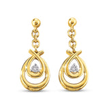 Pre-Owned Kay 1/20 ct Round-cut Diamond Dangle Earrings in 10K Yellow Gold