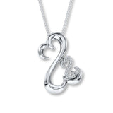 Pre-Owned Kay Open Hearts Diamond Accent Necklace in Sterling Silver