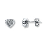 Pre-Owned Kay 1/10ct tw Diamond Heart Stud Earrings in Sterling Silver