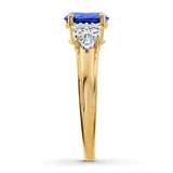 Pre-Owned Kay 10k Gold Lab-Created Sapphire and 1/15ct Diamond Ring