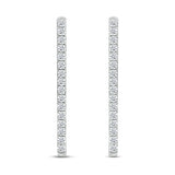 Pre-Owned Kay 10k White Gold 1/2ct Round Diamond Pave Hoops