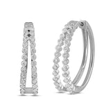 Pre-Owned Kay 1ct Diamond Double Row Hoop Earrings in Sterling Silver