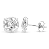 Pre-Owned Jared 10k White Gold 1/6ct Round Diamond Studs