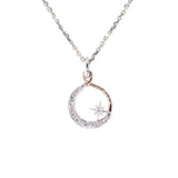 Pre-Owned Kay 1/20ct Diamond Star Pendant Necklace in Rose Gold & Sterling Silver