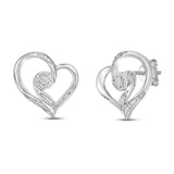 Pre-Owned Kay 1/10 ct Round-cut Diamond Heart Earrings in Sterling Silver