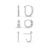 Sterling Silver J Huggie & Hoop Ear Party in CZ