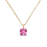 Little Luxuries Pink Square Pendant in Gold