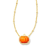 Pumpkin Short Pendant Necklace in Orange Mother of Pearl