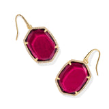 Daphne Pave Frame Drop Earrings in Gold Berry