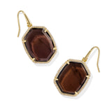 Daphne Pave Frame Drop Earrings in Smoky Quartz