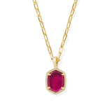 Daphne Pave Frame Short Pendant Necklace in Berry