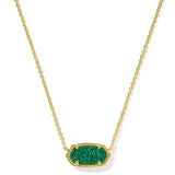 Elisa Pendant Necklace in Emerald Drusy