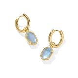 Hallie Huggie Earrings in Gold & Sky Blue Mother of Pearl