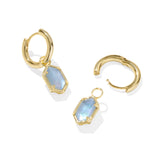 Hallie Huggie Earrings in Gold & Sky Blue Mother of Pearl