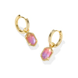 Hallie Huggie Earrings in Gold & Sunrise Watercolor Illusion