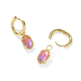 Hallie Huggie Earrings in Gold & Sunrise Watercolor Illusion