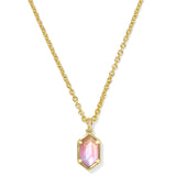 Hallie Short Pendant Necklace in Gold & Sunrise Watercolor Illusion