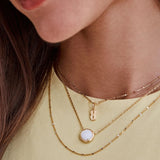 Volleyball Short Pendant Necklace in Gold & White Mother of Pearl