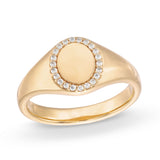 18k Gold Plated CZ Circle Signet Ring