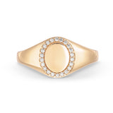 18k Gold Plated CZ Circle Signet Ring