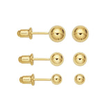 Solo 18k Gold Plated Ball Stud Earring Set