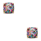 Small Square Studs in Multi Glitter