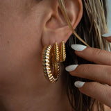 XL Ridged Hoops in Gold