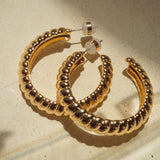 XL Ridged Hoops in Gold