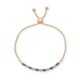 Pre-Owned Zales 14k Gold Plated Lab-Grown Blue and White Sapphire Marquise Frame Bolo Bracelet