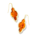 Framed Abbie Drop Earrings in Gold & Marbled Amber Illusion