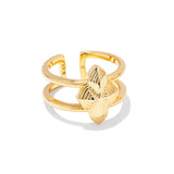 Abbie Metal Double Band Ring in Gold