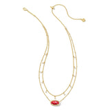 Elisa Pearl Multi Strand Necklace in Bronze Veined Red & Fuschia Magnesite