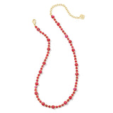 Jovie Beaded Strand Necklace in Bronze Veined Red & Fuschia Magnesite