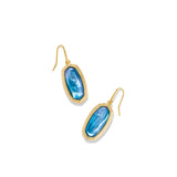 Dani Ridge Frame Drop Earrings in Indigo Watercolor and Gold