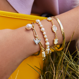 Hallie Delicate Chain Bracelet in Gold & Opalite Illusion