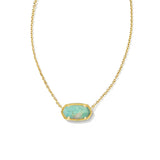 Elisa Short Pendant in Gold & Sea Green Chrysocolla