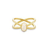 Emilie Double Band Ring in Gold & Iridescent Druzy