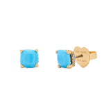 Little Luxuries Light Blue Square Studs in Gold