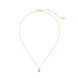 Little Luxuries Light Blue Square Pendant in Gold