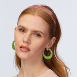 Archer Pave Hoop Earrings in Chartreuse