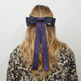 Jane Bow Barrette in Navy