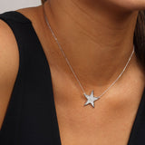 You Are My Shining Star Pave Pendant Necklace in Silver