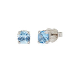 Little Luxuries Square Studs in Silver & Light Sapphire CZ