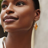 Framed Abbie Drop Earrings in Gold & Marbled Amber Illusion