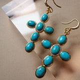 The Turquoise Cross Earrings in Gold