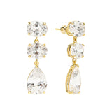 Hello Gorgeous Drop Earrings in Clear & Gold