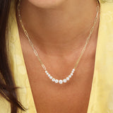 Not Your Basic Graduated Ombre Samantha Tennis Necklace in Clear & Gold